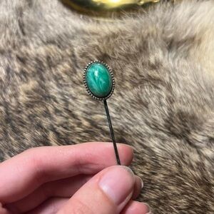 Vintage sterling silver Chinese peking glass stick pin